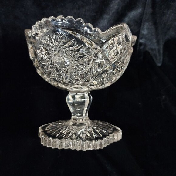 Early American Pressed Pattern Glass (EAPG)Pedestal/Compote Bowl 5" Tall Vintage - Picture 2 of 12